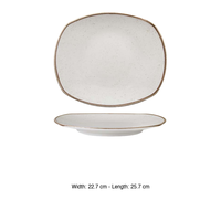 Assiette plate beige artisanale 25,7 × 22,7 cm rectangulaire Corona Pp1605722612