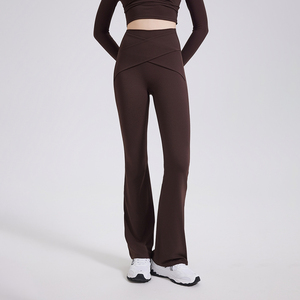 Pantalones deportivos <span class=keywords><strong>de</strong></span> yoga <span class=keywords><strong>de</strong></span> cintura alta elásticos con efecto segunda piel, acampanados, ajustados, moldeadores <span class=keywords><strong>de</strong></span> cintura y realce <span class=keywords><strong>de</strong></span> glúteos para fitness - Product Image 4