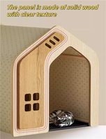 Nichoir en bois pour chien avec toit en pente, motif patte, abri intérieur ventilé, coussin pour animaux de compagnie, style moderne, écologique, personnalisable