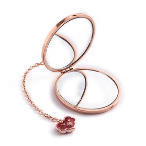 Miroir pliant double face compact et exquis, style chinois, avec chaîne en métal et pompon, tendance - Product Image 6