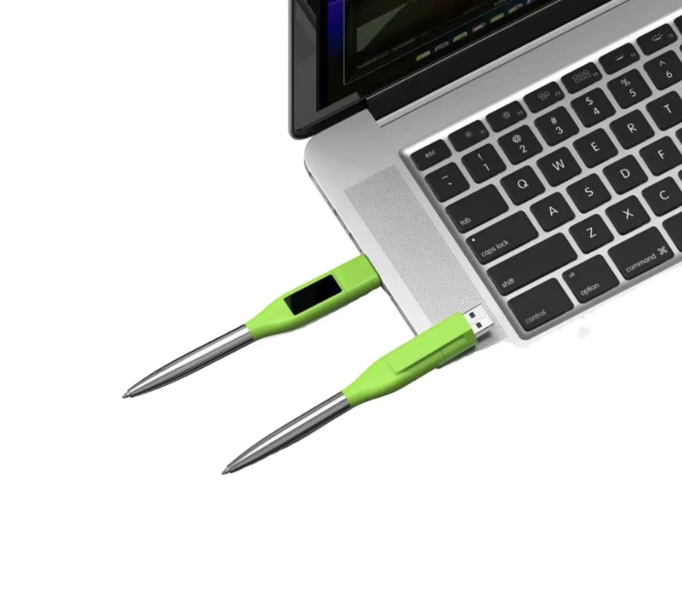 Cadeau d'affaires nouveau stylo à bille vert lumineux avec clé USB 8 Go 16 Go 32 Go 64 Go