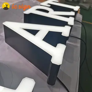 Letras de plástico iluminadas 3D, letrero de barbería, letrero de letras LED 3D para logotipo personalizado, letrero de negocios