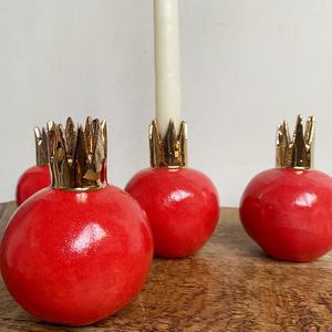 Chandelier de Shabbat en céramique de centre de table de décoration de maison <span class=keywords><strong>Yalda</strong></span> personnalisé bougeoir votif grenade rouge et or - Product Image 6