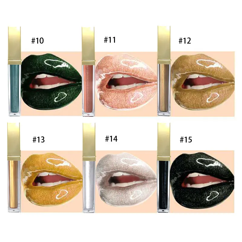 Lipstik Vegan Berlian Berkilau Penuh Baru dengan Wadah Cermin Lipstik Matte Tahan Air
