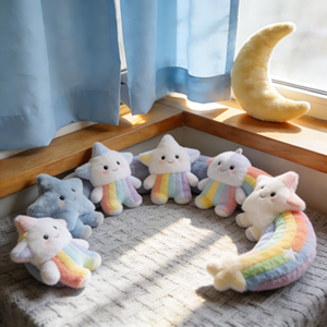Jouets <span class=keywords><strong>en</strong></span> peluche personnalisés, étoiles et lunes <span class=keywords><strong>arc</strong></span>-<span class=keywords><strong>en</strong></span>-<span class=keywords><strong>ciel</strong></span> rayées, jouets <span class=keywords><strong>en</strong></span> peluche pour enfants, jouets et décoration de chambre d'enfant - Product Image 1