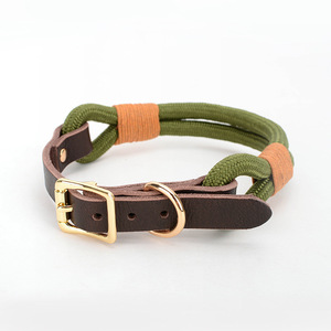 SinSky, venta al por mayor, collares de perro de sarga de nailon, collar de perro con hebilla de Metal dorado de lujo ajustable, conjunto de Collar y correa para mascotas - Product Image 6