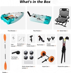 Chariot de kayak modulaire Yak Outdoors pour la pêche, capacité de 573 lb, 110 pouces, siège surélevé en HDPE, garantie de <span class=keywords><strong>3</strong></span> ans, siège pivotant à 360° - Product Image 5