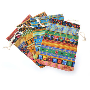 Oferta Especial: Bolsa de Almacenamiento de Estilo Étnico Wenwan para Joyería, Bolsita de Arpillera para Cuentas Budistas y Monedas, Pequeño Saquito de Algodón para Calcetines al por Mayor - Product Image 2