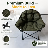Fauteuil lune surdimensionné rembourré personnalisé, robuste, capacité 330 lbs, pliable, chaise de camping type soucoupe, canapé rond de luxe, chaise d'extérieur portable