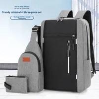 Sac à dos multifonctionnel pour homme grande capacité en tissu Oxford, ensemble trois pièces imperméable pour ordinateur portable, idéal pour les affaires et le commerce international