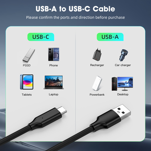 USB 3.2 Gen2ชนิด A ไปยัง Type C สายเคเบิล10Gbps 3A 60W ชาร์จข้อมูลได้อย่างรวดเร็ว0.3M 0.5M 1M 2M 3M - Product Image 2