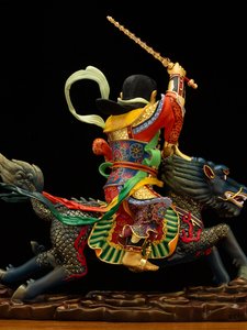 Statue en Cuivre Pur du Dieu du Tonnerre Yingyuan <span class=keywords><strong>de</strong></span> Neuf Jours, Puhua Tianzun, avec Gravure, Lei Gong Nanji, Changsheng, l'<span class=keywords><strong>Empereur</strong></span> monté sur un animal - Product Image 3