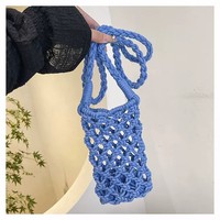 Bolso Bandolera Pequeño de Verano Estilo Coreano Más Vendido con Diseño Calado de Cuerda de Algodón Tejida y Forro de Polialgodón