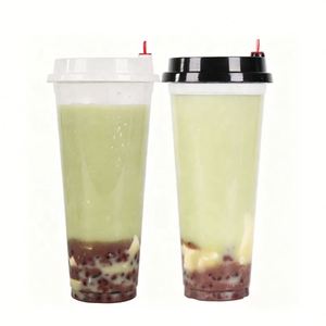 Gobelets en plastique transparents jetables pour bubble tea, imprimés UV/soie, avec logo personnalisé, vente en gros - Product Image 1