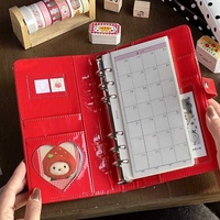 Carnet à feuilles mobiles A6 Hongbo rétro à pois rouges, mignon, portable, pour étudiants, notes et journal intime
