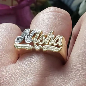 Custom 3D <strong>Name</strong> <strong>Ring</strong> - Personalized 18K Gold Plated Brass Finger <strong>Ring</strong> - Engagement Wedding <strong>Ring</strong> for Women Jewelry Gift - Product Image 5