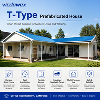 VICDOWEX Maison préfabriquée contemporaine en structure acier de type T, avec isolation thermique et caractéristiques ignifuges, pour personnel de luxe