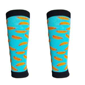 Manchons de jambe de sport personnalisés, flexibles, à motifs fantaisie, colorés, en coton respirant, offrant un soutien pour le mollet - Product Image 4
