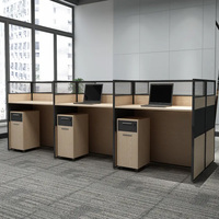 Table de bureau modulaire moderne 4 places avec cloison haute Mobilier de centre d'appel style bois mélaminé pour bureau de travail à domicile