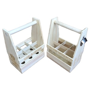 Wooden Bottle Caddy Beer Carrier with Built In Metal Bottle Opener Beer Caddy Holder Handcrafted Wood Bottle Carrier