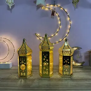 Pafu Eid Ramadan Decoración Linterna con luz LED Eid Mubarak Linterna con LED Decorativo