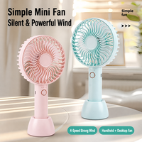 Mini ventilateur portable à main, 4 vitesses, puissant et silencieux, rechargeable par USB, pour voiture, maison et extérieur, emballage en boîte
