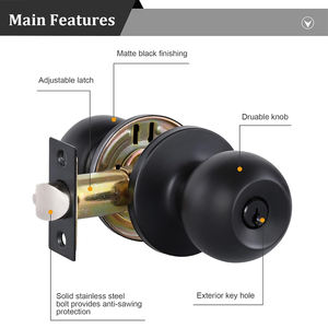 गर्म बिक्री प्रवेश गोपनीयता बेलनाकार विंटेज राउंड डोर बॉल लॉक नॉब लॉक - Product Image 4