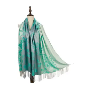 2021 wholesales pashmina cashmere shawl long jacquard woven floral kashmir shawls spring fall shawls