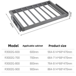 Porte-pantalons multifonctionnel en fer à tirer <span class=keywords><strong>pour</strong></span> <span class=keywords><strong>dressing</strong></span>, panier de rangement rétractable avec fonction d'amortissement et supports à clips - Product Image 4