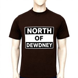 T-shirt à manches courtes marron pour homme North Of Dewdney, coupe classique, col rond, imprimé décontracté, jersey en coton, logo sur le devant - Product Image 1