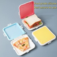 Boîte de rangement pour sandwich en silicone chauffante sans BPA-Boîte à lunch lavable au lave-vaisselle et réutilisable