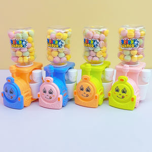 Mini dispensador de agua de plástico con forma de cabeza de tren de dibujos animados, dulces de goma/bollos, prensa de aperitivos, sabor a frutas/verduras, Mini bollos al por mayor - Product Image 1