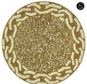 Two Tone Handmade Beaded Leaf <b>Placemat</b> Decorative <b>Table</b> Mat for <b>Dining</b> <b>Table</b> Modern Home Decor and Luxury <b>Table</b> Styling - Product Image 2