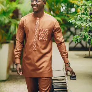 Meilleure vente FMSET2016 ensemble de vêtements dashiki caftan africain personnalisé avec logo brodé et graphique pour hommes