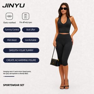 JINYU Leggings Capri de Yoga <span class=keywords><strong>Taille</strong></span> <span class=keywords><strong>Haute</strong></span> pour <span class=keywords><strong>Femme</strong></span>, Effet Ventre Plat et Remonte-Fesses, Extensibles, pour Entraînement et Sport - Product Image 3