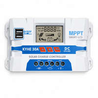 Contrôleur de charge solaire 12/24V automatique 30A, sortie USB 1.2A, affichage LCD, compensation de température, faible consommation en veille pour système solaire