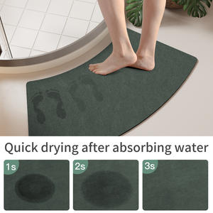 พรมเช็ดเท้าธรรมชาติ รูปทรงโค้ง วัสดุใยโพลีเอสเตอร์ กันลื่น สำหรับห้องอาบน้ำ ดีไซน์มินิมอล - Product Image 2