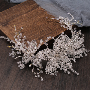 Serre-tête de mariée asymétrique de luxe en cristal en forme de feuille, vigne forestière, accessoire de cheveux de mariage, bijou de tête pour femme - Product Image 2