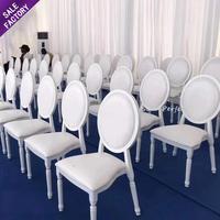 Chaise de salle à manger empilable en métal blanc et or à dossier rond, idéale pour les événements de mariage et les réceptions – Meilleure vente