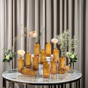 Ensemble de vases à fleurs en verre couleur ambre, design moderne et luxueux, petits flacons de table pour la décoration de la maison, des mariages et des bureaux, qualité supérieure pour les ensembles de diffuseurs à bâtonnets. - Product Image 2
