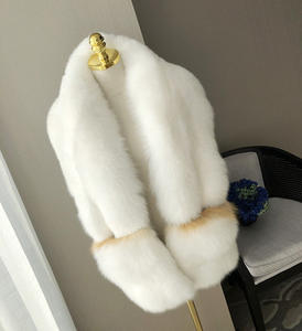 Étole en fourrure de renard MWFur, étole en fourrure de renard pour femmes et filles, mode d'hiver, grande étole en fourrure de renard pour femmes avec poches - Product Image 3