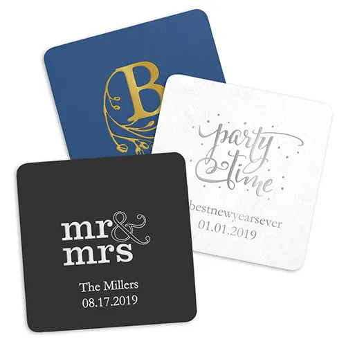 Romantische hochzeit gefälligkeiten set personalisierte gedruckt papier coaster