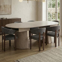 Kostenlose Probe Luxuriöser Chinesischer Stil MDF Kommerzieller Restaurant-Esstisch Rund Ausziehbar Groß 4-8 Sitzplätze Mit 6 Stühlen Modern