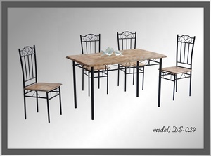 Thiết kế hiện đại 1 + 4 bàn ăn đặt MDF bảng đầu với lớp phủ bột hoàn thiện khung kim loại DS-024 - Product Image 4