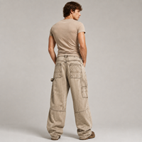 Pantalon Homme Streetwear en Jean Texturé Coton Coupe Ample Jambe Large Camouflage Aiguilleté Personnalisé OEM ODM Vente en Gros