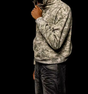 OEM Custom <strong>Oodie</strong> Baggy Fitted Thick Cotton 400 GSM French Terry Zipper Oversized Sublimated Print Camouflage Camo Hoodie for Men - Product Image 3