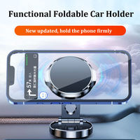 Support de téléphone de voiture à aimant puissant, hauteur réglable, tout en métal, alliage d'aluminium, pliable, compact, rotation à 360°, universel pour tableau de bord, 4-11 pouces