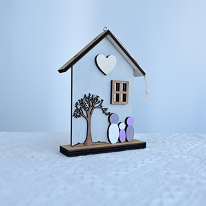 Adorno de Madera de Alta Calidad para el Hogar, Personalizado con 3 Miembros de la Familia, Decoración Hecha <span class=keywords><strong>a</strong></span> Mano para Estantes - Product Image 5