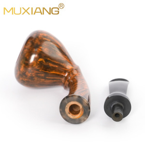 Muxiang Briarwood Smoking Pipe Bent Type Gold Glossy Acorn Bucket 3mm Filter Tobacco Pipe For Men - Product Image 4