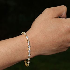European American Style Plum Blossom Tennis Bracelet Zinc Alloy Claw Setting Gold Platinum 6.5mm Width Fashion Charm Bracelet - Product Image 4